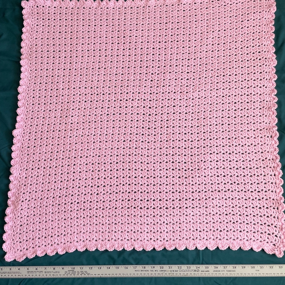 Pink Crochet Throw Blanket